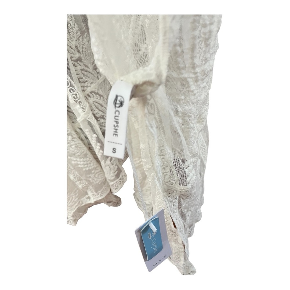Cupshe Sheer Embroidery Kimono Cover Up White Size Small - Picture 5 of 8